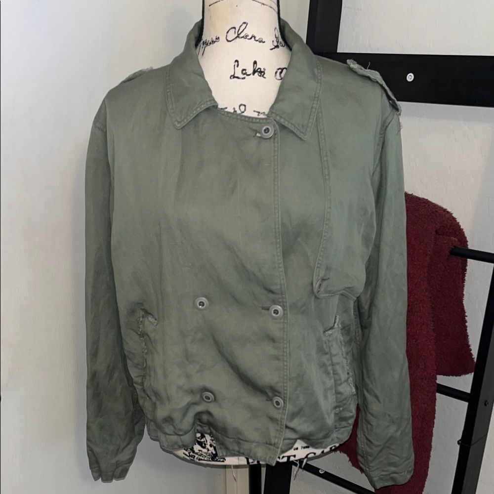 Rails Barclay Sage Green Linen Blend Double-Breas… - image 7